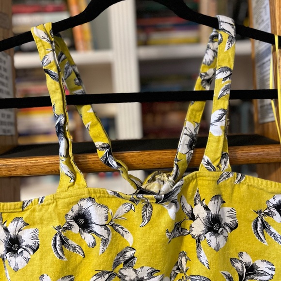 Banana Republic Linen-Blend Twisted Halter Top in Yellow Floral - Picture 7 of 9